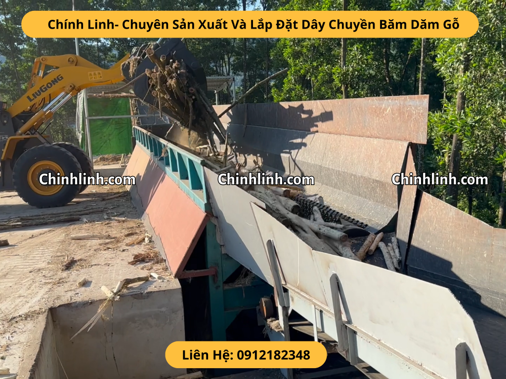 Máy gắp gỗ vào máy bóc vỏ